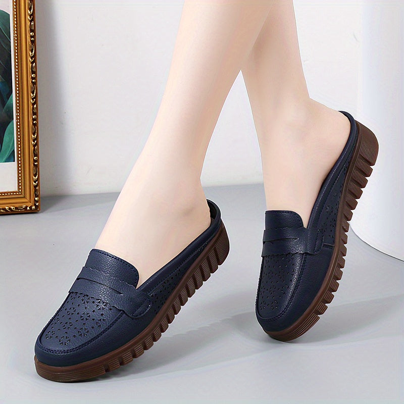 Women's Hollow Out Mules Soft Sole Slip On Flat Shoes