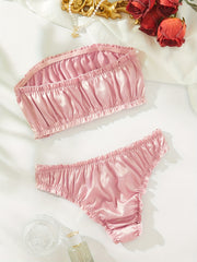 Sexy Ruffle Lingerie Set Strapless Tube Bra & Panties