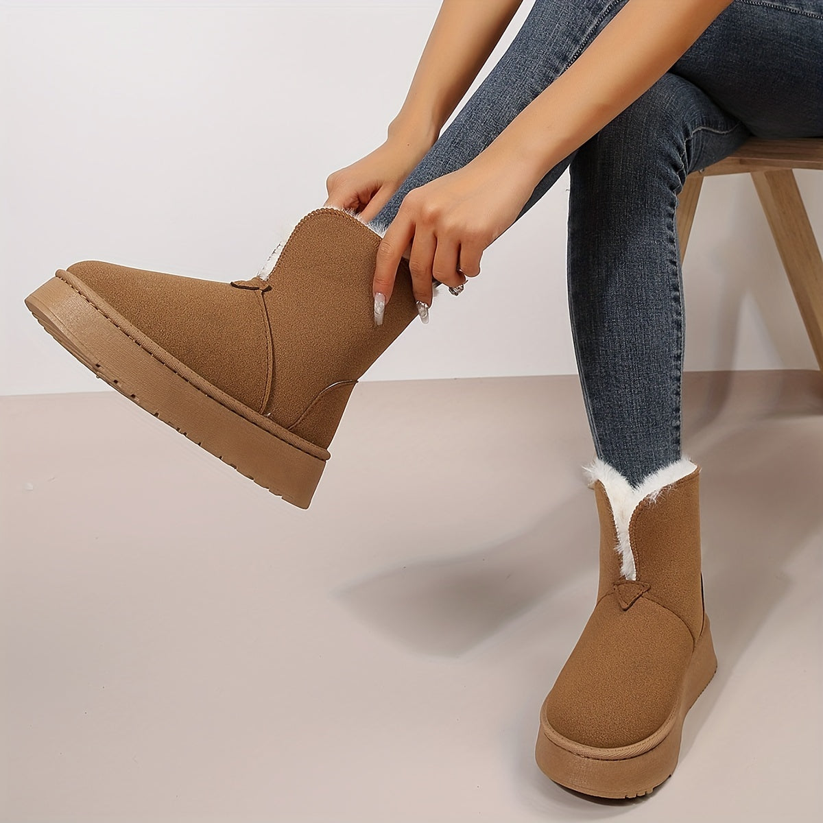Women's Non slip Thickened Medium Tube Snow Boots