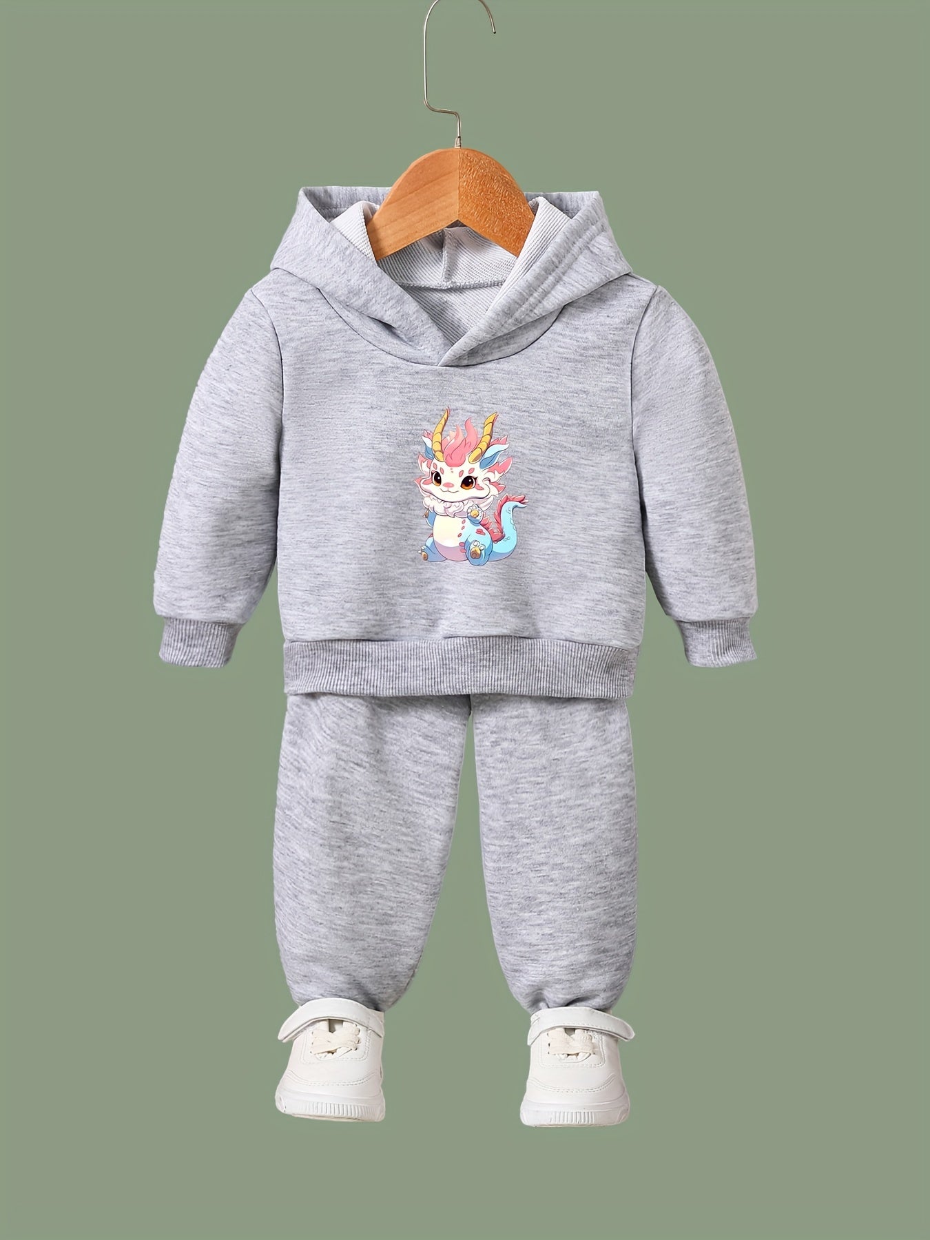 Dragon Graphic 2pcs Set Girls Casual Comfy Breathable Activewear Set