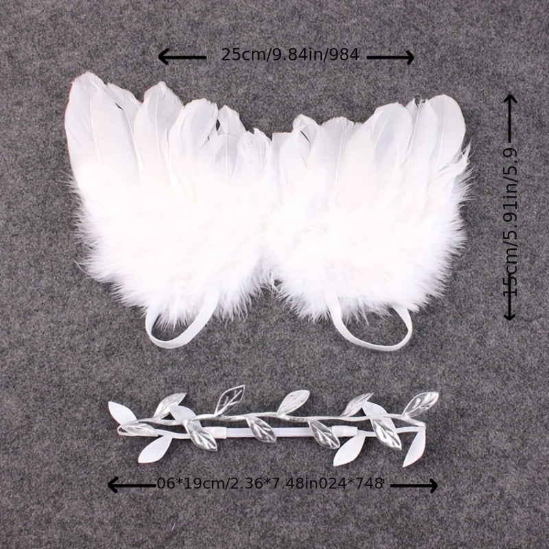 Newborn Angel Feather Leaf Hairband Set