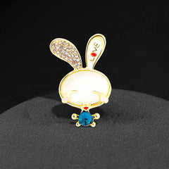 Rhinestone Rabbit Metal Pin Decorative Clothes Holiday Gift
