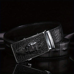 Crocodile Pattern Leather Belt Men's Cowhide Automatic Buckle
