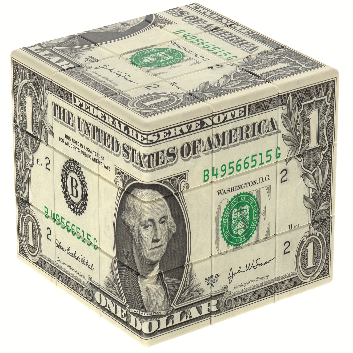 ZIINASTAR 1 Dollar Cube UV Printing Money Puzzle Toy