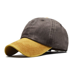 Washed Cotton Adjustable Baseball Cap Unisex Double Contrast 100% Cotton