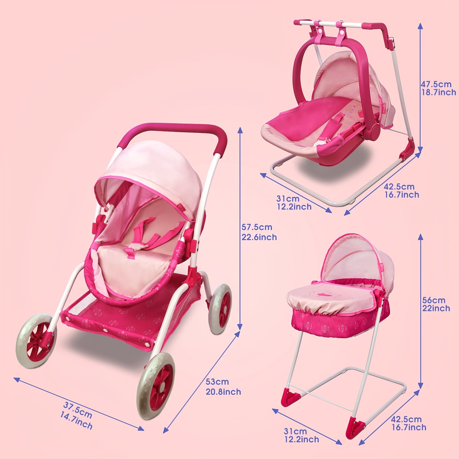 Anivia Doll Bed Furniture 2 Function Toy Doll Bed and Doll Swings