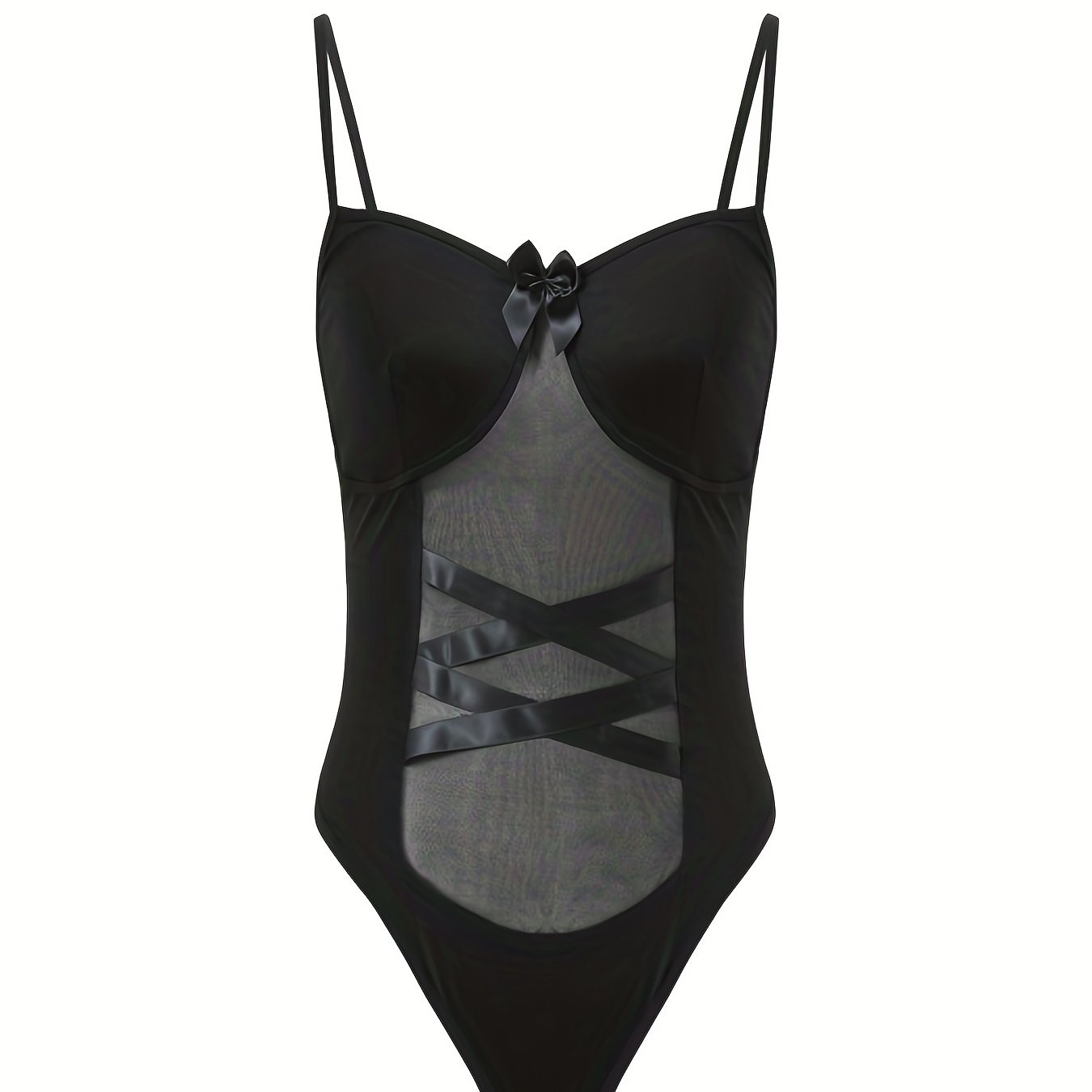 Mesh Crisscross Teddy Bodysuit