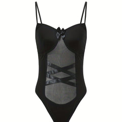 Mesh Crisscross Teddy Bodysuit