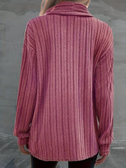 Ribbed Long Sleeve Open Front Cardigan