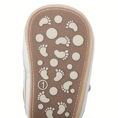 Baby Boy's Solid Walking Shoes With Hook And Loop Fastener