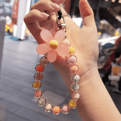 Colorful Beaded Flower Keychain and Phone Lanyard, Japanese Style