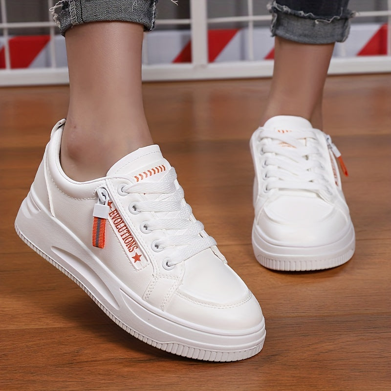 Women's Letter Graphic Skate Shoes Zip Lace Sporty Platform Sneakers
