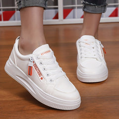 Women's Letter Graphic Skate Shoes Zip Lace Sporty Platform Sneakers