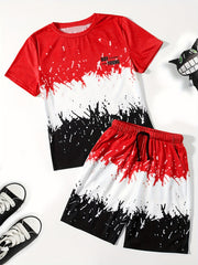 Boys YOUNG Print T-shirt & Shorts Set