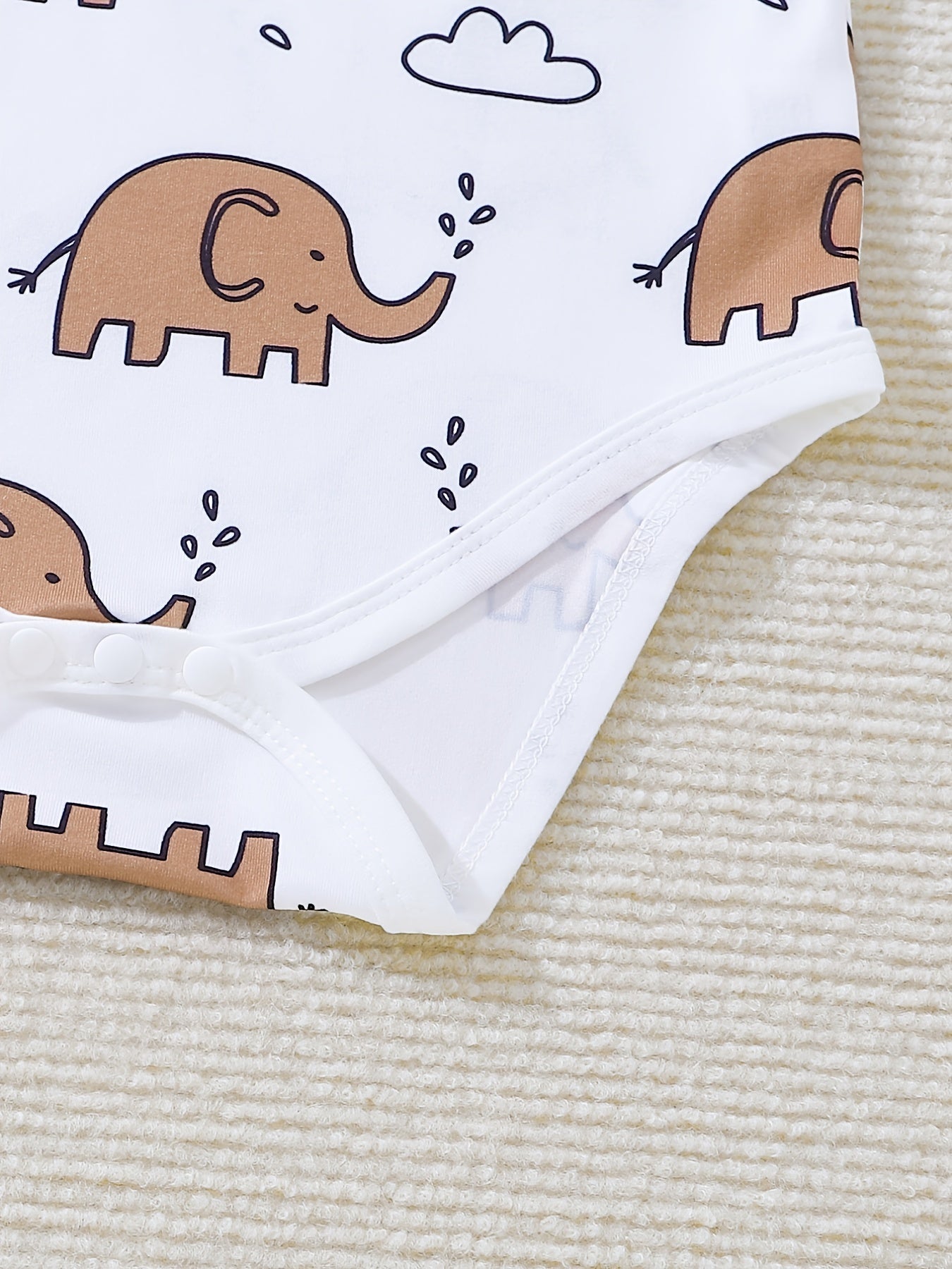 2pcs Baby Boys Elephant Graphic Onesie & Overalls Set