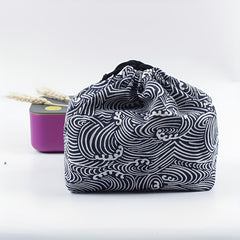 Japanese Style Bento Box Bag Linen Drawstring Lunch Bag