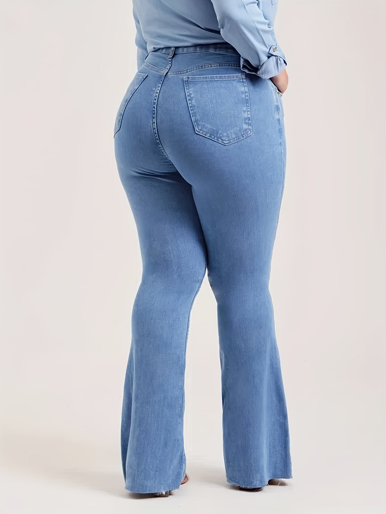 High Rise Flare Denim Pants Slim Fit Women's Trousers