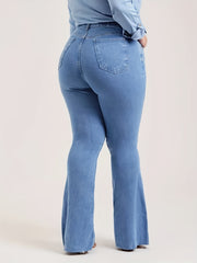 High Rise Flare Denim Pants Slim Fit Women's Trousers