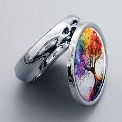 Pill Box 3 Compartment Metal Organizer - Vintage Tree Design