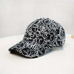 Abstract Face Printed Baseball Cap Unisex Casual Couple Sun Hat