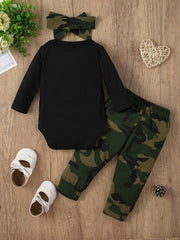 Baby Girls Romper Top & Camouflage Trousers DADDY'SGIRL Print