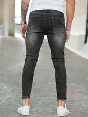 Slim Fit Ripped Jeans Mens Distressed Stretch Denim Pants