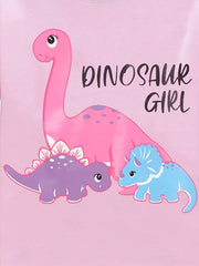 Toddler Girls Dino Pajama Set - T Shirt Top & Polka Dot Shorts