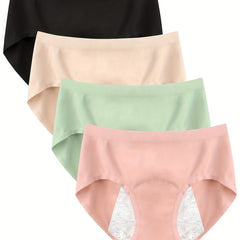 4pcs Menstrual Period Panties Anti Leak Stretch Women's Underwear