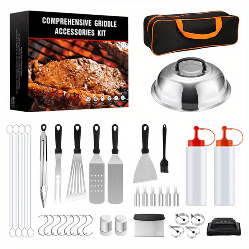 BBQ Grill Tool Set BBQ Accessories Camping Skewers Tongs Brush Forks