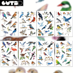 8pcs Bird Cartoon Stickers Parrot Owl Finch Designs for Notebooks & Crafts