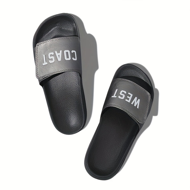 Men's Hook And Loop Fastener Slides Casual Non Slip Slippers