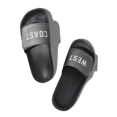 Men's Hook And Loop Fastener Slides Casual Non Slip Slippers