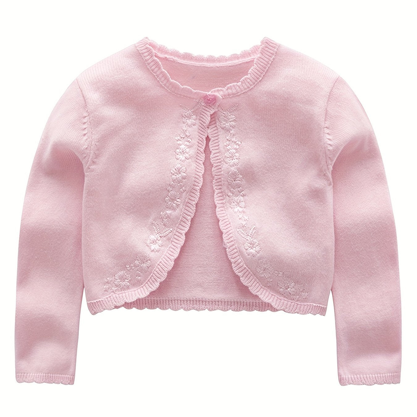 Baby Girls Floral Embroidery Knit Cardigan for Spring Autumn