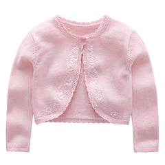 Baby Girls Floral Embroidery Knit Cardigan for Spring Autumn