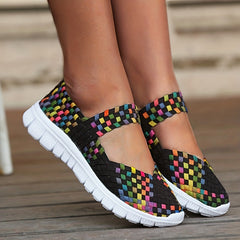 Women's Colorful Braided Flat Shoes Slip On Walking Shoes