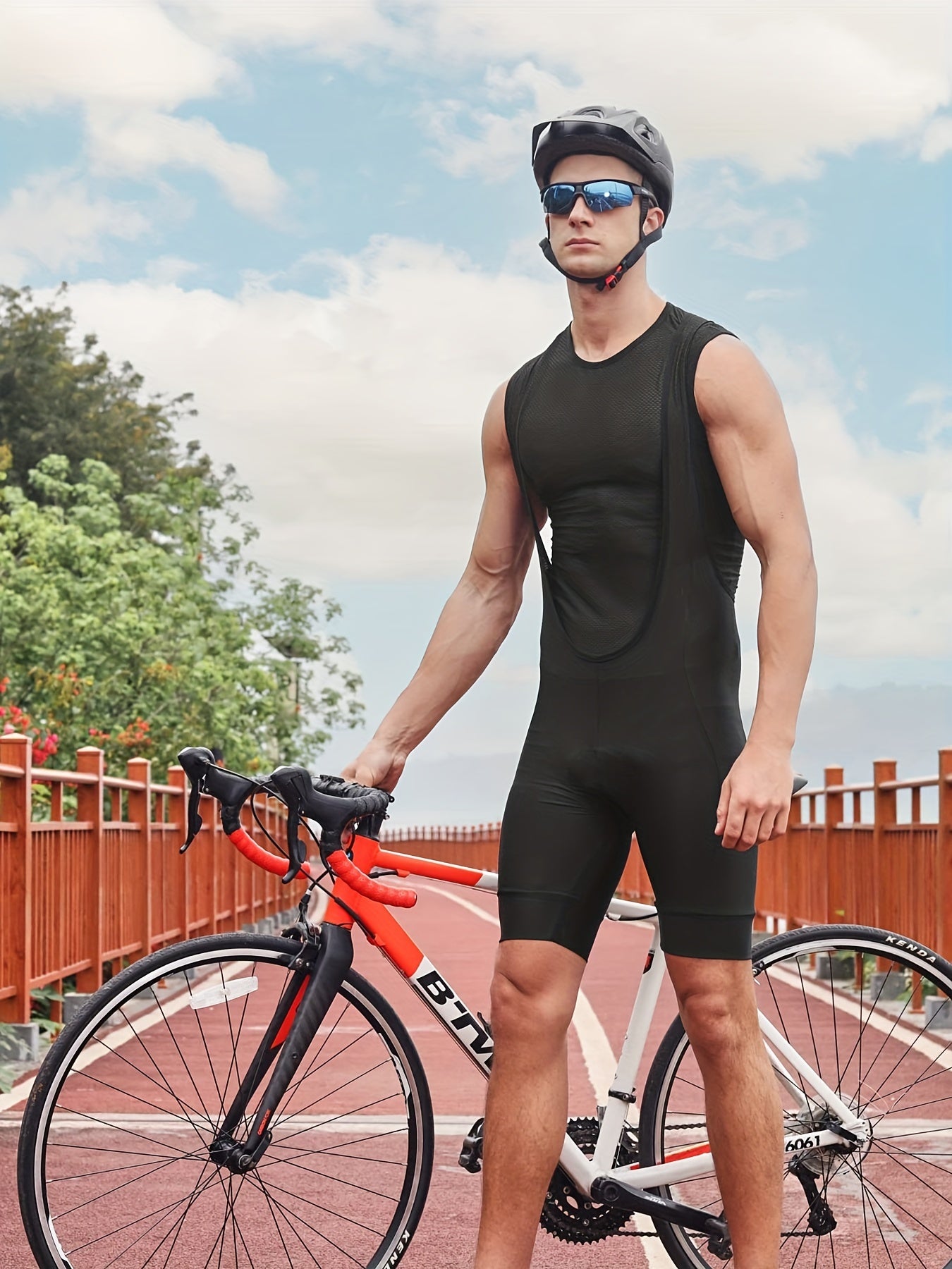 Men's Cycling Bib Shorts 4D Padded High Stretch Road Bike Bib Biking Shorts