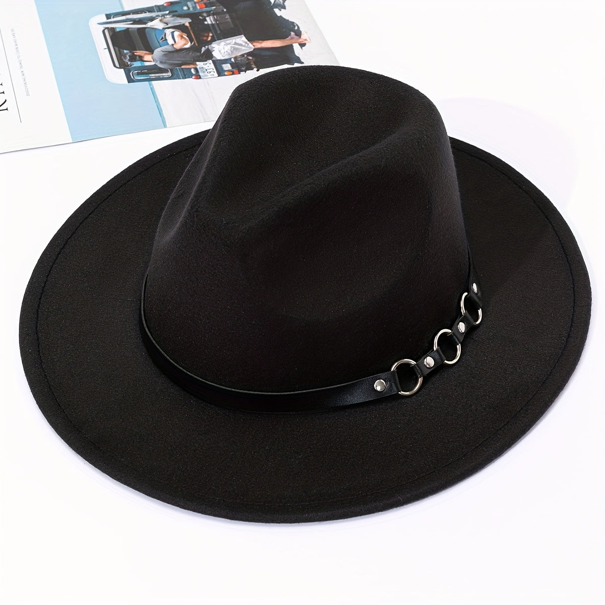 British Style Woolen Jazz Hat Big Brim Top Hat