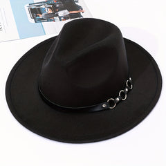 British Style Woolen Jazz Hat Big Brim Top Hat