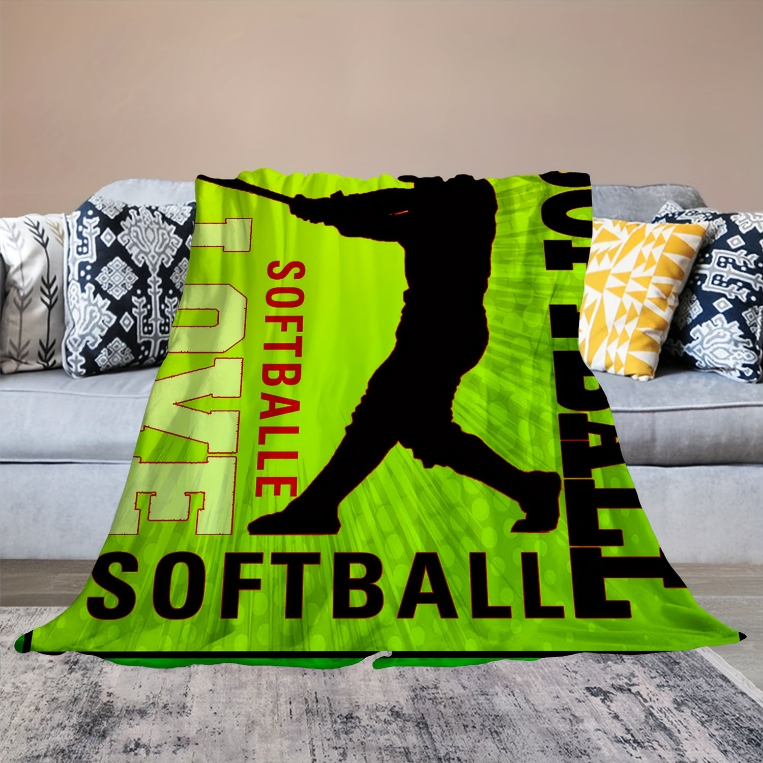 Baseball Pattern Soft Flannel Blanket Lightweight Cozy Comfortable Throw Blanket