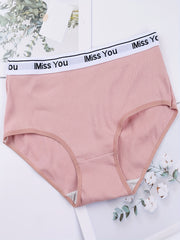 6pcs Letter Tape Briefs Comfy & Stretchy Intimates Panties Women's Lingerie