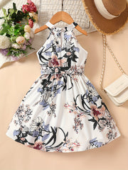 Toddler Girls Floral Princess Halter Dress for Party Beach Vacation
