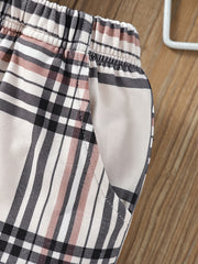 Boys Plaid Outfit Shorts & Polo Shirt Casual Summer Kids Clothes
