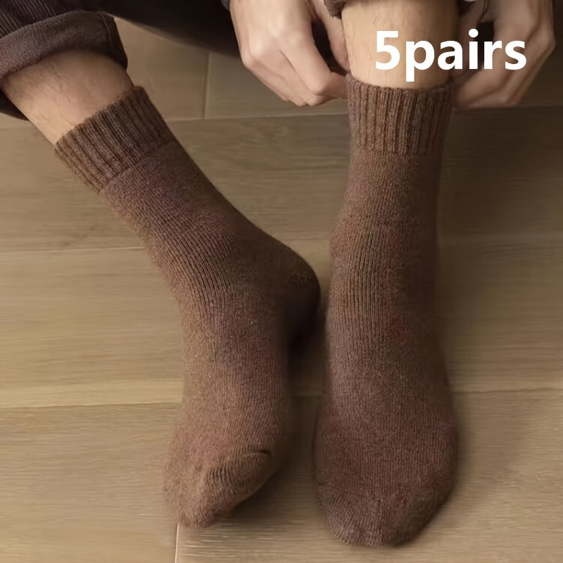 5 Pairs Wool Socks For Men Outdoor Winter Warm Soft Cozy Boot Socks
