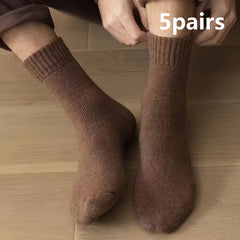 5 Pairs Wool Socks For Men Outdoor Winter Warm Soft Cozy Boot Socks