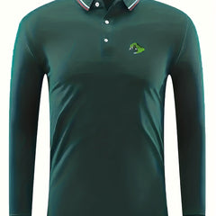 Monster Hand Print Men's Casual Long Sleeve Polo Shirt