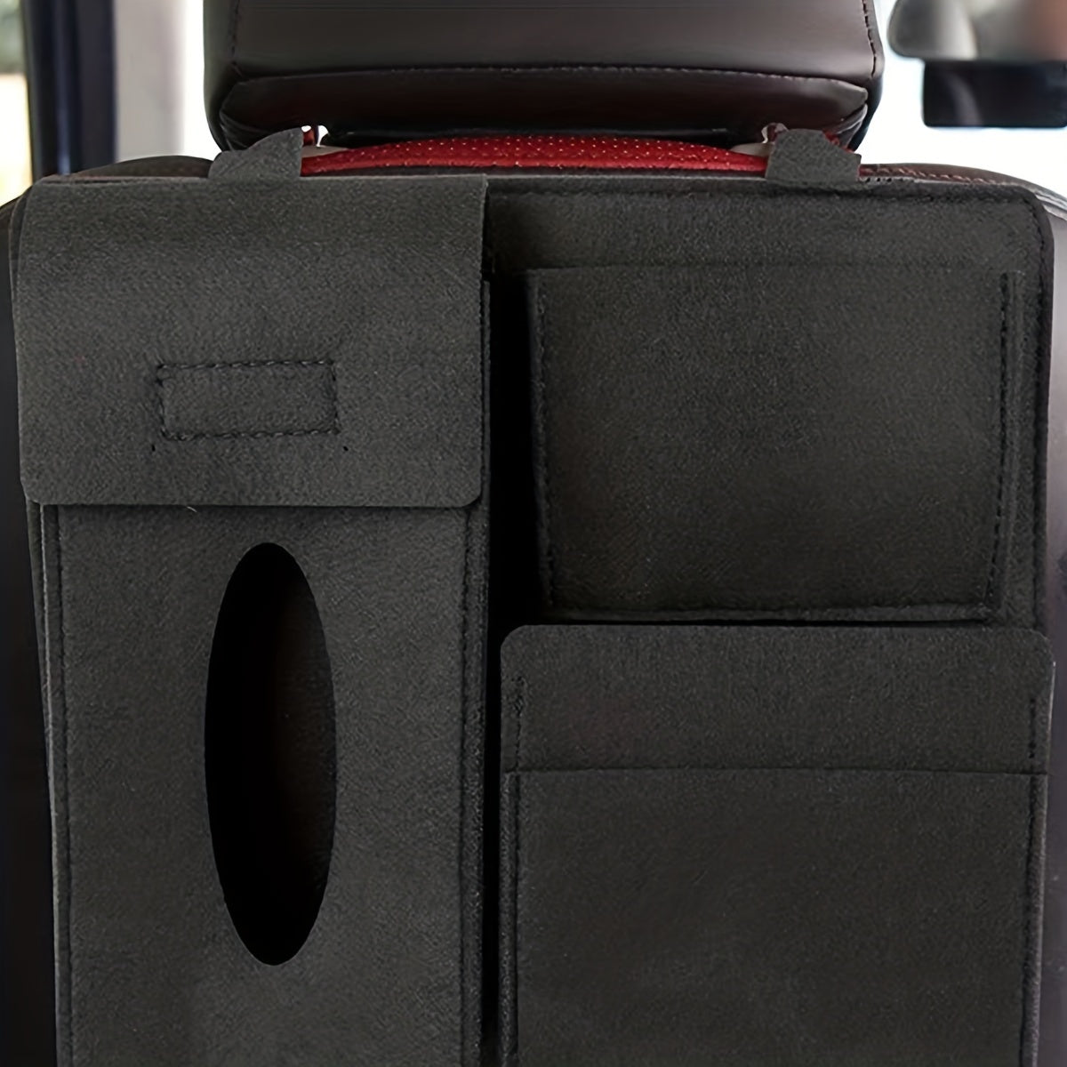Felt Car Seat Back Hanging Bag Storage Organizer with Tissue Box