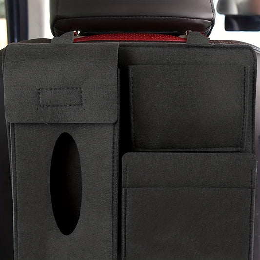 Felt Car Seat Back Hanging Bag Storage Organizer with Tissue Box