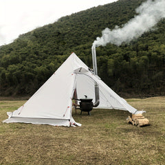 Large Pyramid Heat Tent 4 Seasons Camping Tent with Smoke Window Fireproof Cloth