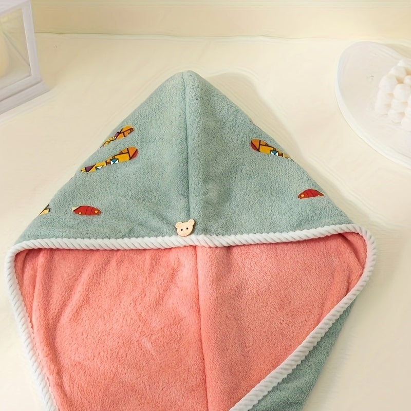 Colorful Palm Pattern Hair Drying Cap Water Absorbent Towel