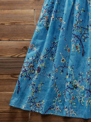 Floral Print Short Sleeve Round Neck Smock Dress